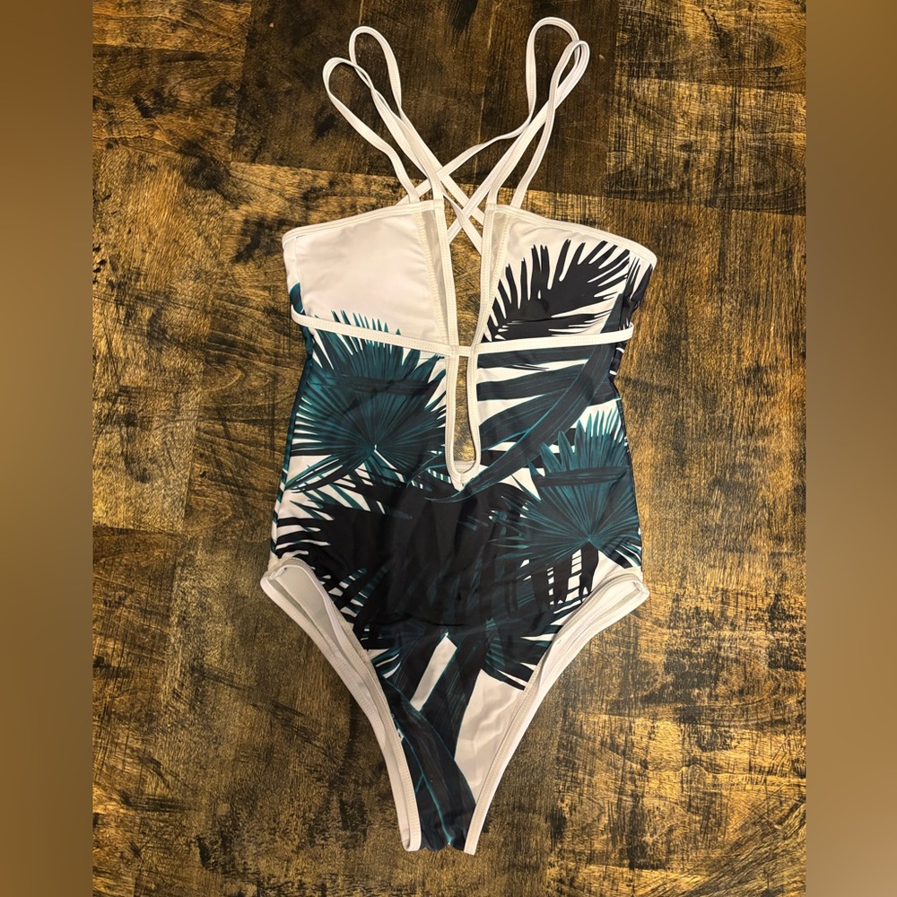 Woman’s Tropical Palm one piece swimsuit